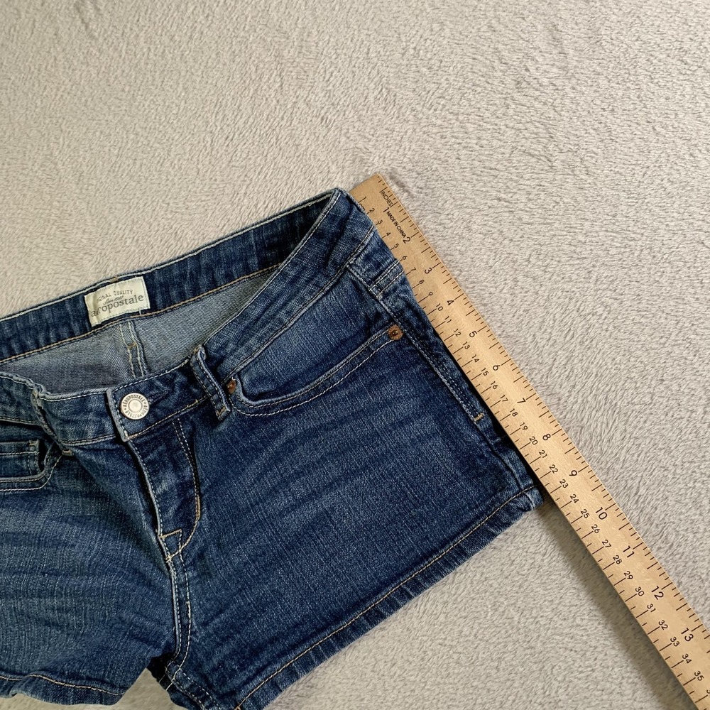Aeropostale Shorts Juniors 9/10 Blue Denim Hot Pants Stretch Embroidered Casual - Picture 9 of 10